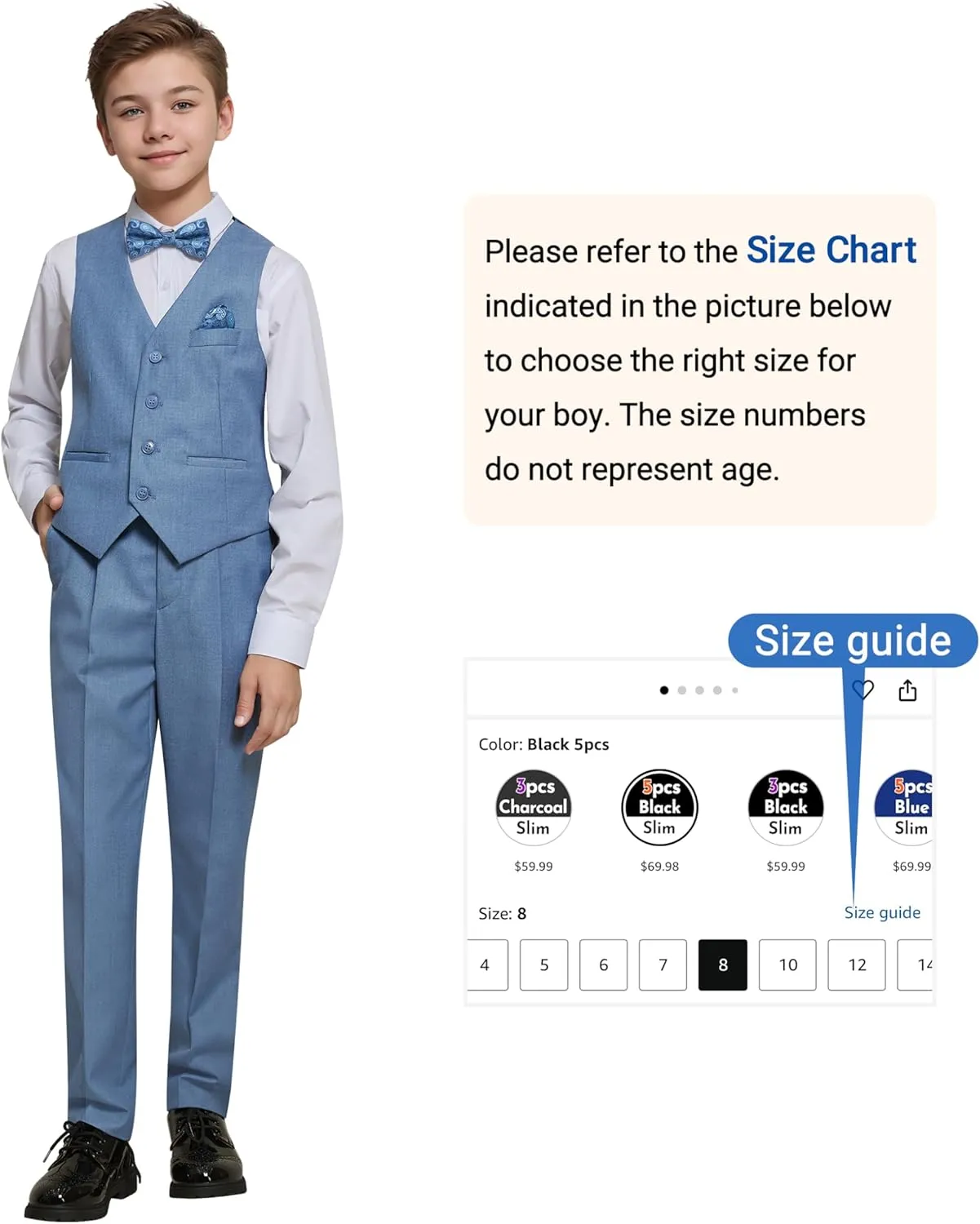 Happy Dolphin Boys Suit Set Modern Fit Kids Suits Adjustable Waist Boys Wedding Outfit for Boy Communion Suits for Boys