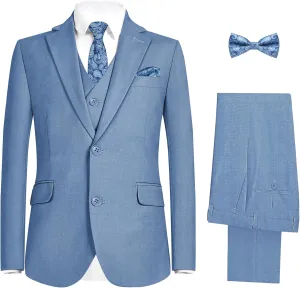Happy Dolphin Boys Suit Set Modern Fit Kids Suits Adjustable Waist Boys Wedding Outfit for Boy Communion Suits for Boys