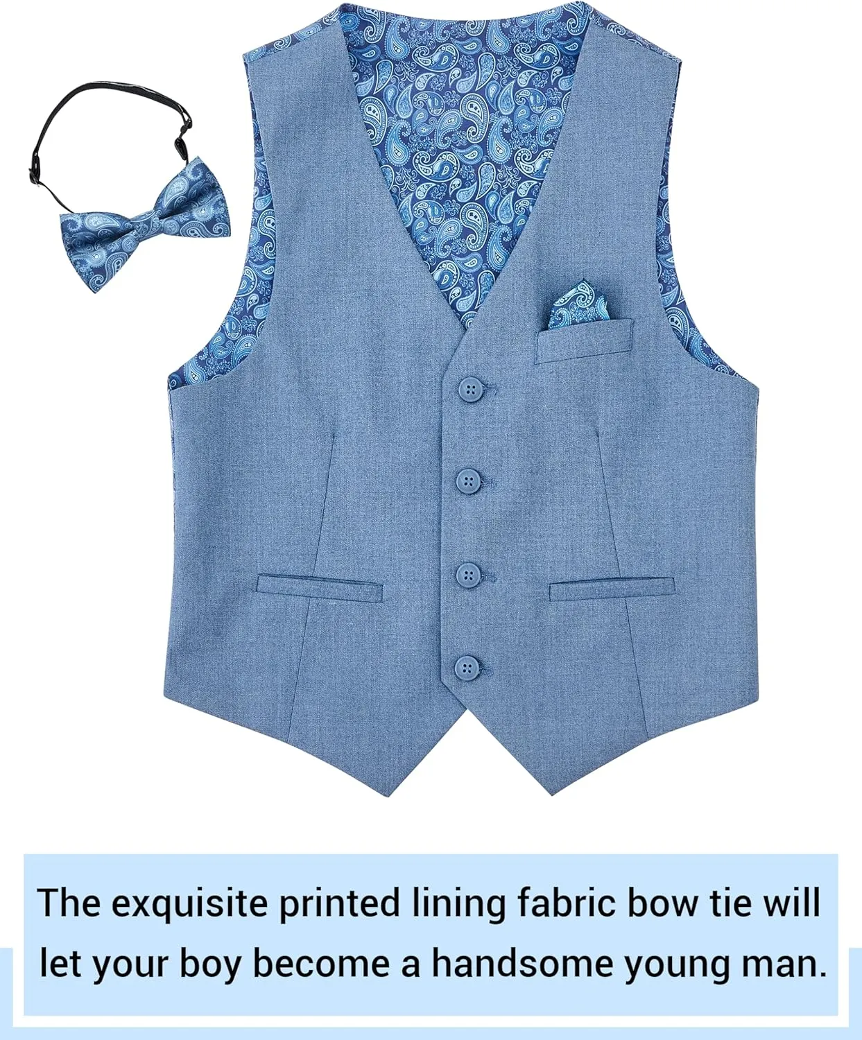 Happy Dolphin Boys Suit Set Modern Fit Kids Suits Adjustable Waist Boys Wedding Outfit for Boy Communion Suits for Boys