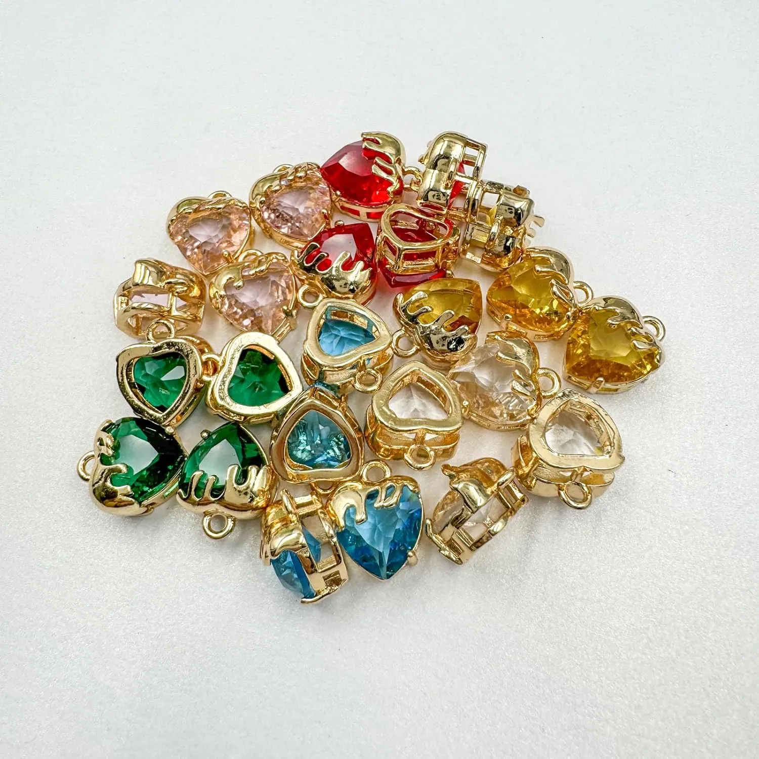Heart Charms Crystal Zircon Rhinestone Pendants Gold Plated Brass for Jewellery Making DIY Craft Bracelet Necklace Earring