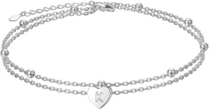 Heart Initials Anklet for Women S925 Sterling Silver Adjustable Foot Ankle Bracelet with Letter