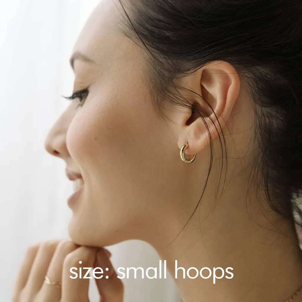 HONEYCAT Small, Medium, Large Thick Carolina Hoops in Gold, Rose Gold, or Silver | Minimalist, Delicate Jewelry