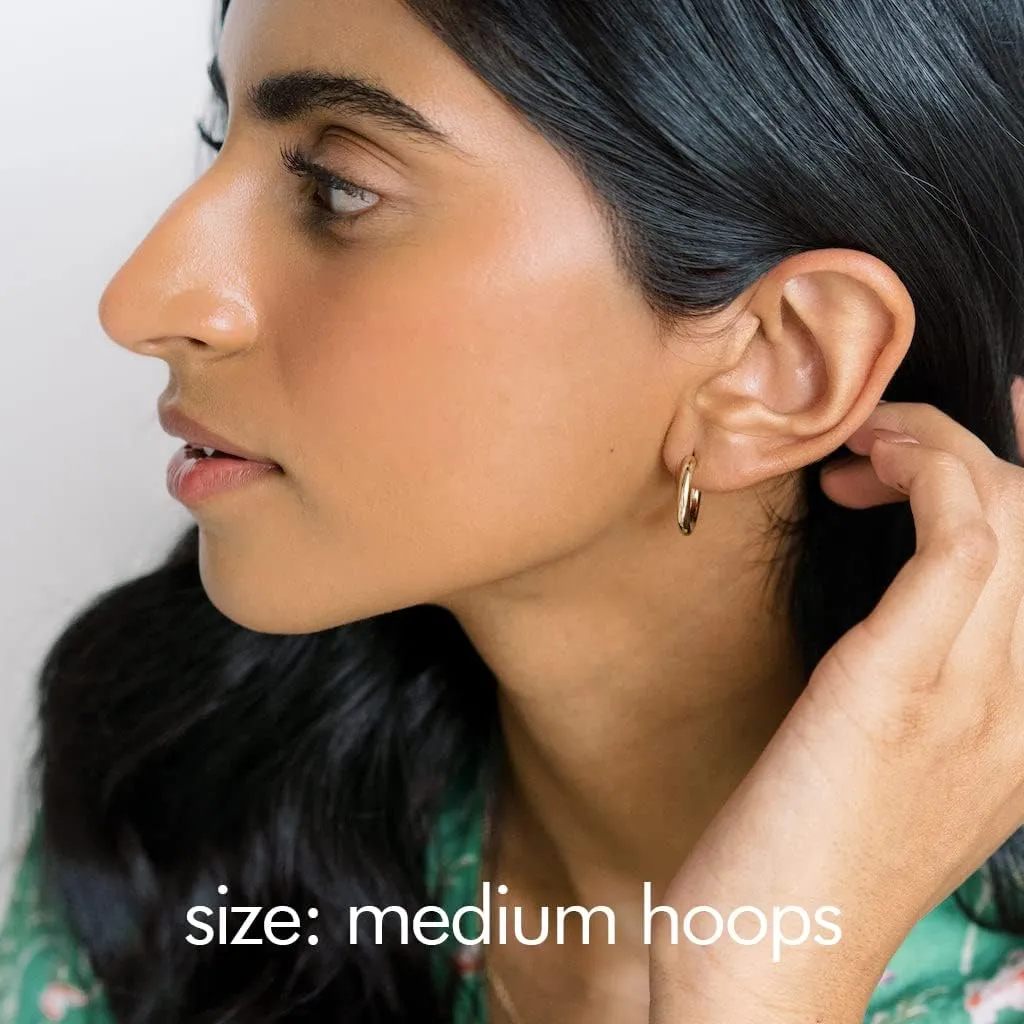 HONEYCAT Small, Medium, Large Thick Carolina Hoops in Gold, Rose Gold, or Silver | Minimalist, Delicate Jewelry
