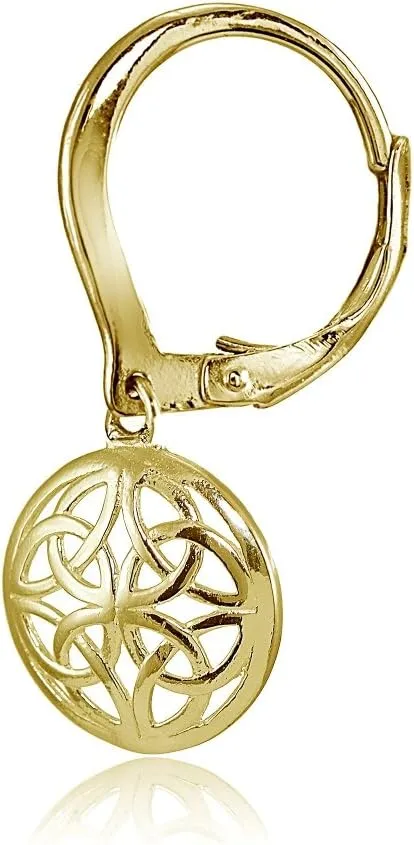 Hoops & Loops 925 Sterling Silver 30mm Filigree Round Dangle Leverback Earrings for Women, Silver, Yellow Gold & Rose Gold