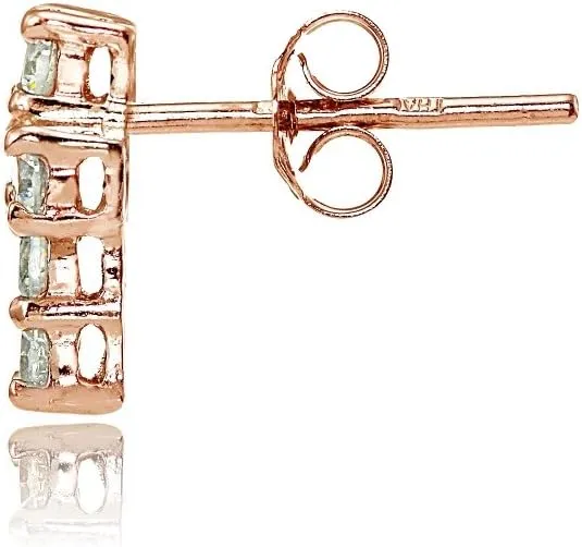 Hoops & Loops 925 Sterling Silver Cubic Zirconia Dainty Delicate 12mm Sparkly CZ Stud Cross Earrings for Women, Men | Silver, Yellow Gold, Rose Gold