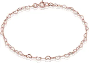 Hoops & Loops 925 Sterling Silver Heart Loop Link Chain Tennis Bracelet for Women Teen Girls, Silver, Yellow Gold, Rose Gold