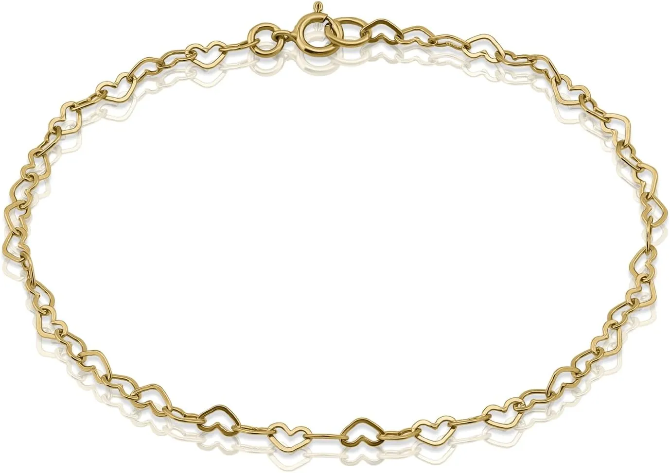 Hoops & Loops 925 Sterling Silver Heart Loop Link Chain Tennis Bracelet for Women Teen Girls, Silver, Yellow Gold, Rose Gold
