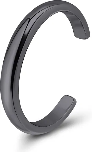 Hoops & Loops 925 Sterling Silver High Polished Tarnish Resistant Hypoallergenic Plain Simple Minimalist Open Toe Ring for Women Men, Silver, Yellow Gold, Rose Gold, Black