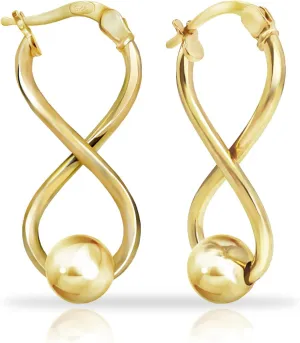 Hoops & Loops 925 Sterling Silver Infinity Figure Eight 8 Bead Twisted Click-Top Drop Earrings for Women