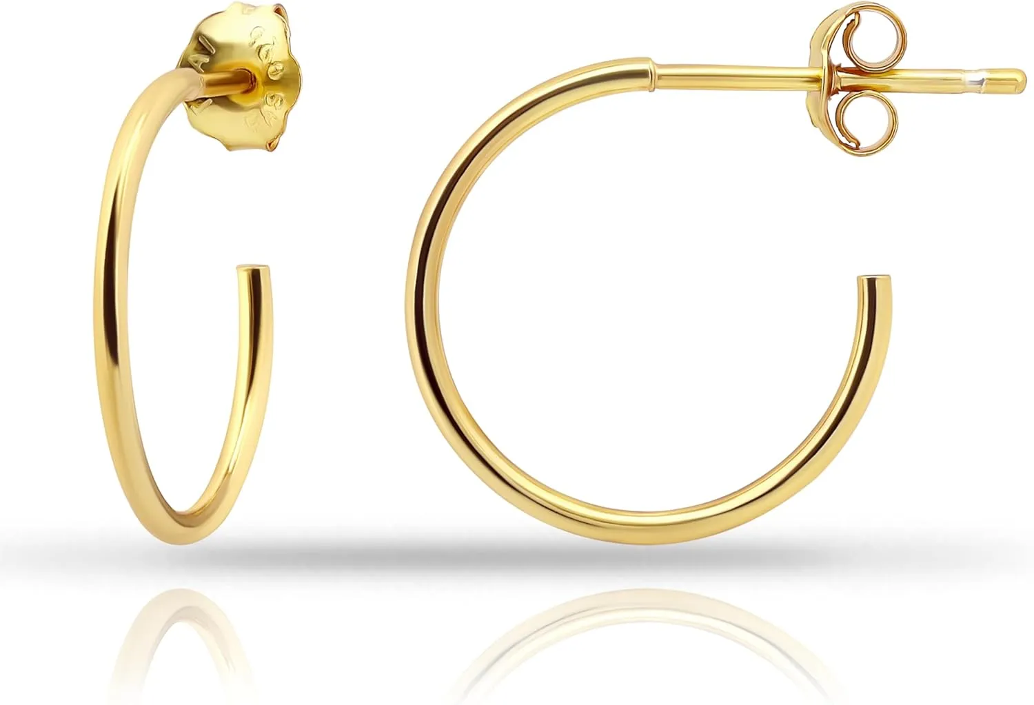 Hoops & Loops 925 Sterling Silver Open 1.5mm Thin Polished Round C-Hoop Earrings | Silver, Yellow, Rose Gold Flashed Sterling Silver 15mm 20mm 25mm 35mm 45mm