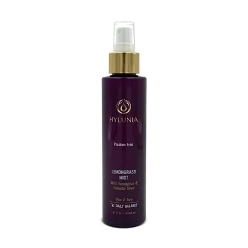 Hylunia Lemongrass Mist - 5.1 fl oz - Colloidal Silver, Aloe Vera and Eucalyptus Essential Oil - Eczema - Acne
