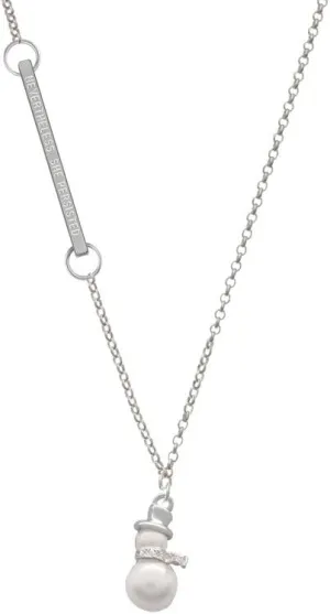 Imitation Pearl Snowman Nevertheless She Persisted Delicate Bar Necklace