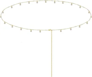 Imitation Pearls Drop Belly Body Chain Simple Classic Adjustable Waist Chain Bikini Beach Jewelry for Women