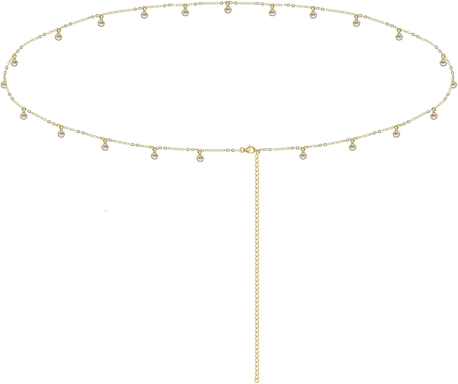 Imitation Pearls Drop Belly Body Chain Simple Classic Adjustable Waist Chain Bikini Beach Jewelry for Women
