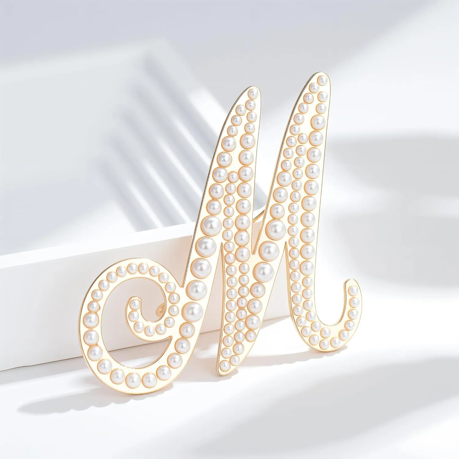 Initial Letter Brooch Pin Pearl Letter Brooches Golden Pins Accessories Jewelry Birthday Mother's Day Gift for Women