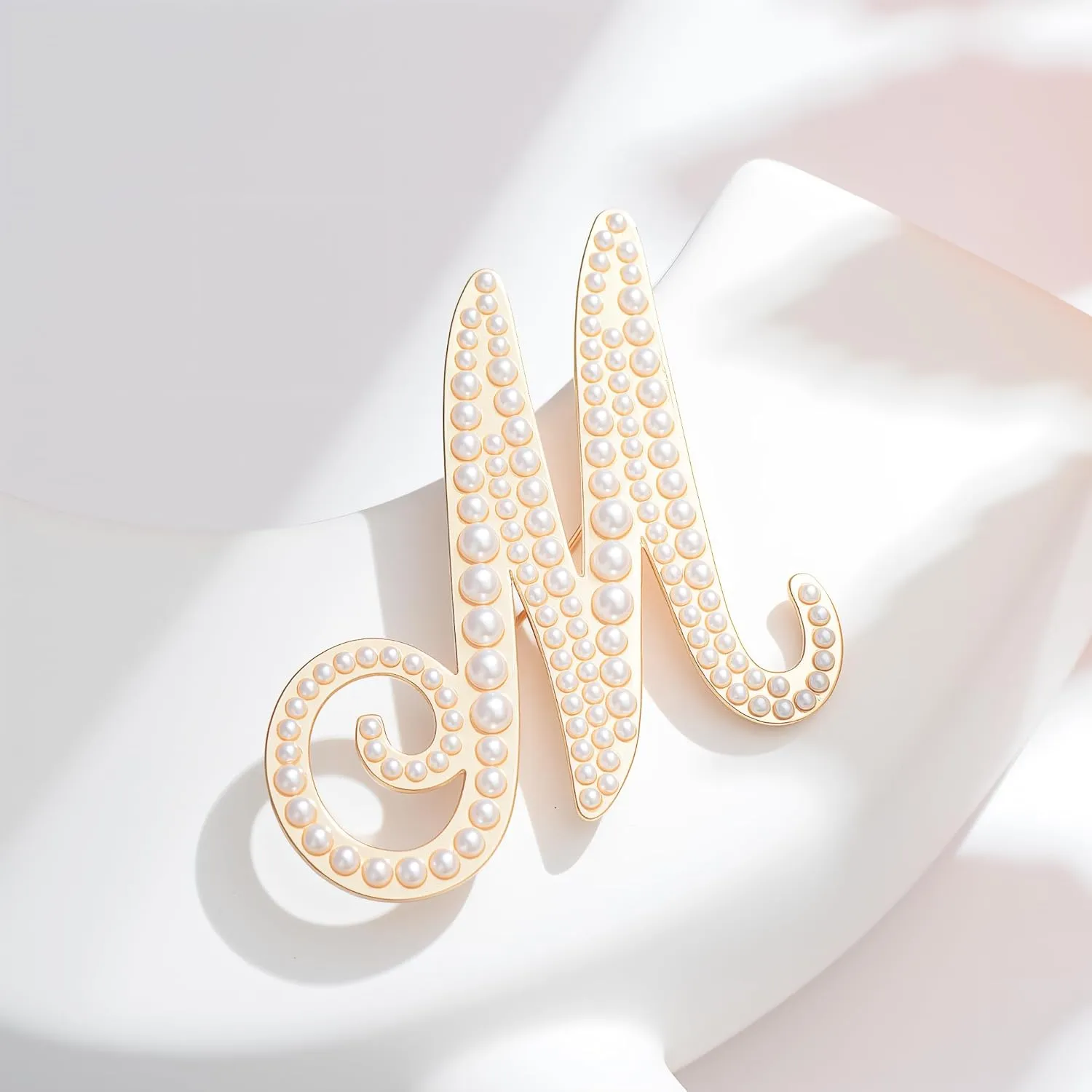 Initial Letter Brooch Pin Pearl Letter Brooches Golden Pins Accessories Jewelry Birthday Mother's Day Gift for Women