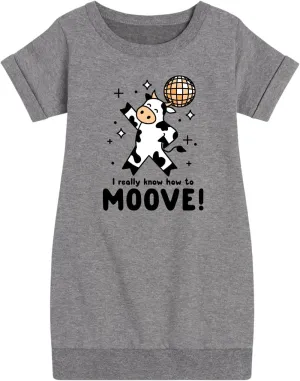 Instant Message - Watch Me Moove Disco Cow - Toddler & Youth Girls Fleece Dress