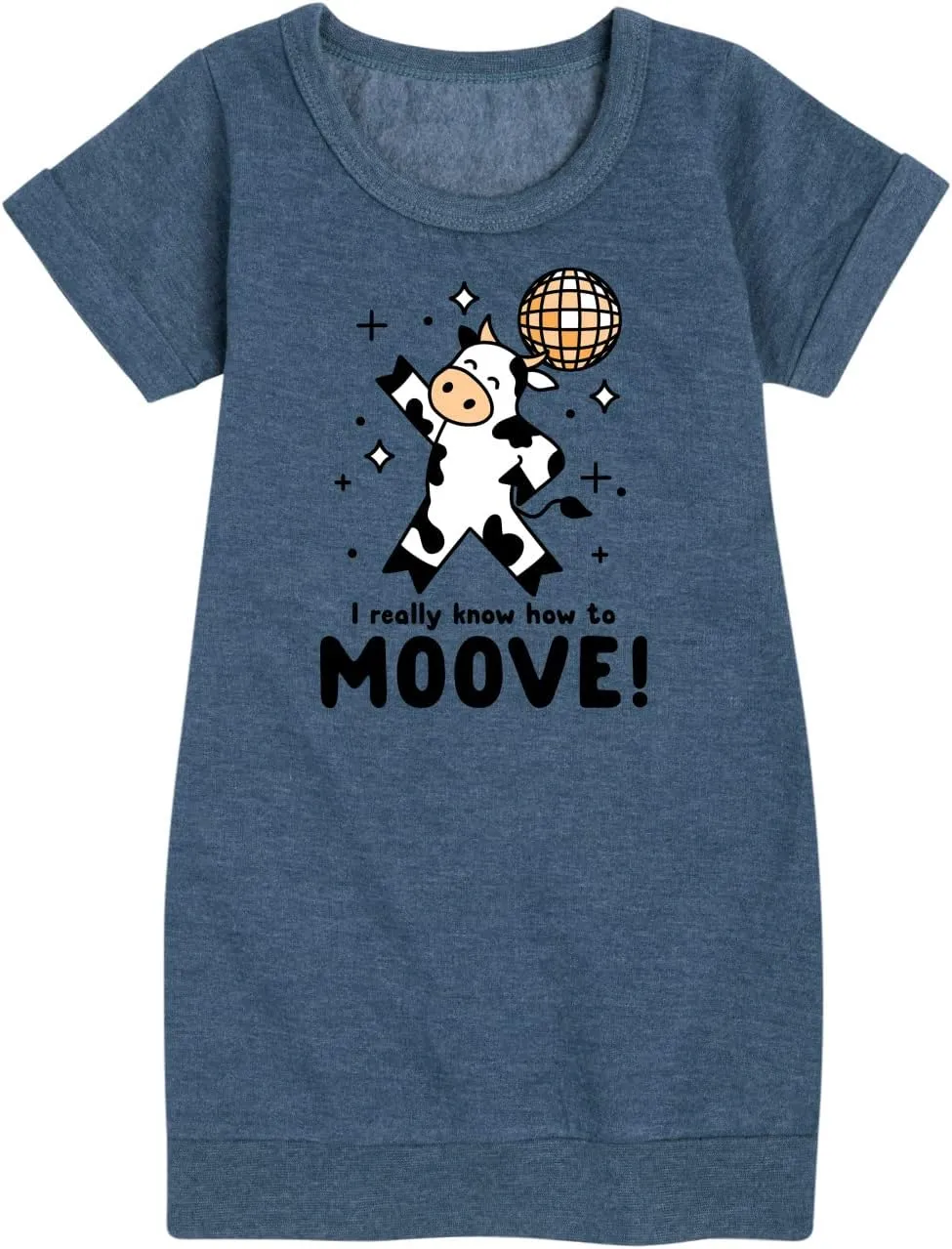 Instant Message - Watch Me Moove Disco Cow - Toddler & Youth Girls Fleece Dress
