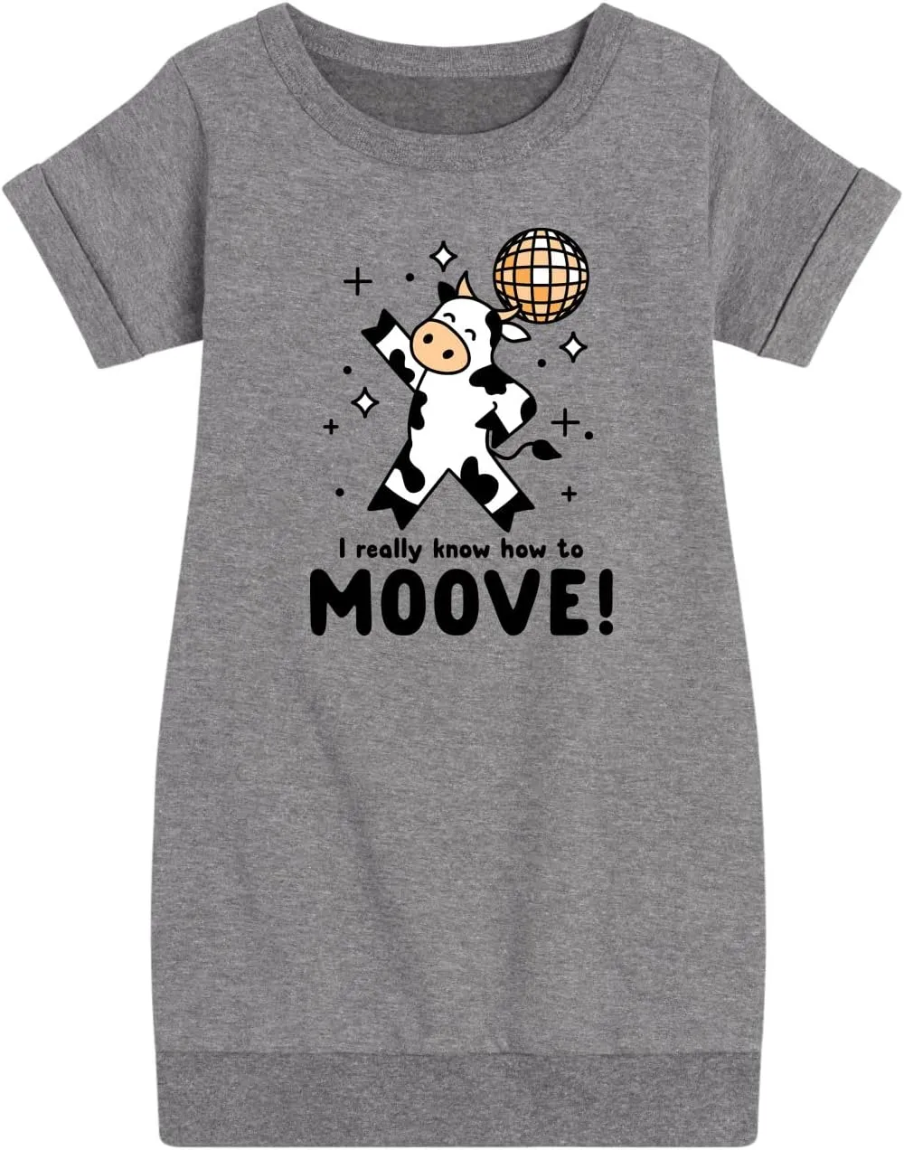 Instant Message - Watch Me Moove Disco Cow - Toddler & Youth Girls Fleece Dress