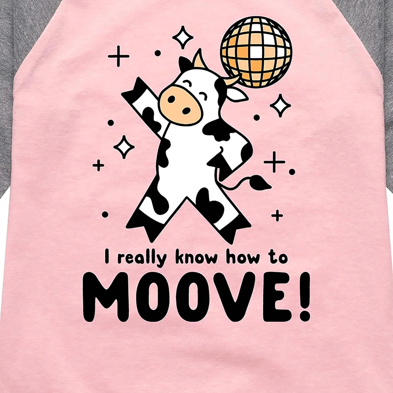 Instant Message - Watch Me Moove Disco Cow - Toddler & Youth Girls Raglan Graphic T-Shirt