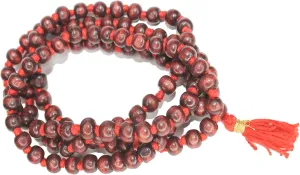 IS4A 8mm Red (Rosewood) Wood Japa Mala Beads Necklace Beads 108   1 Hand Knotted Meditation Prayer