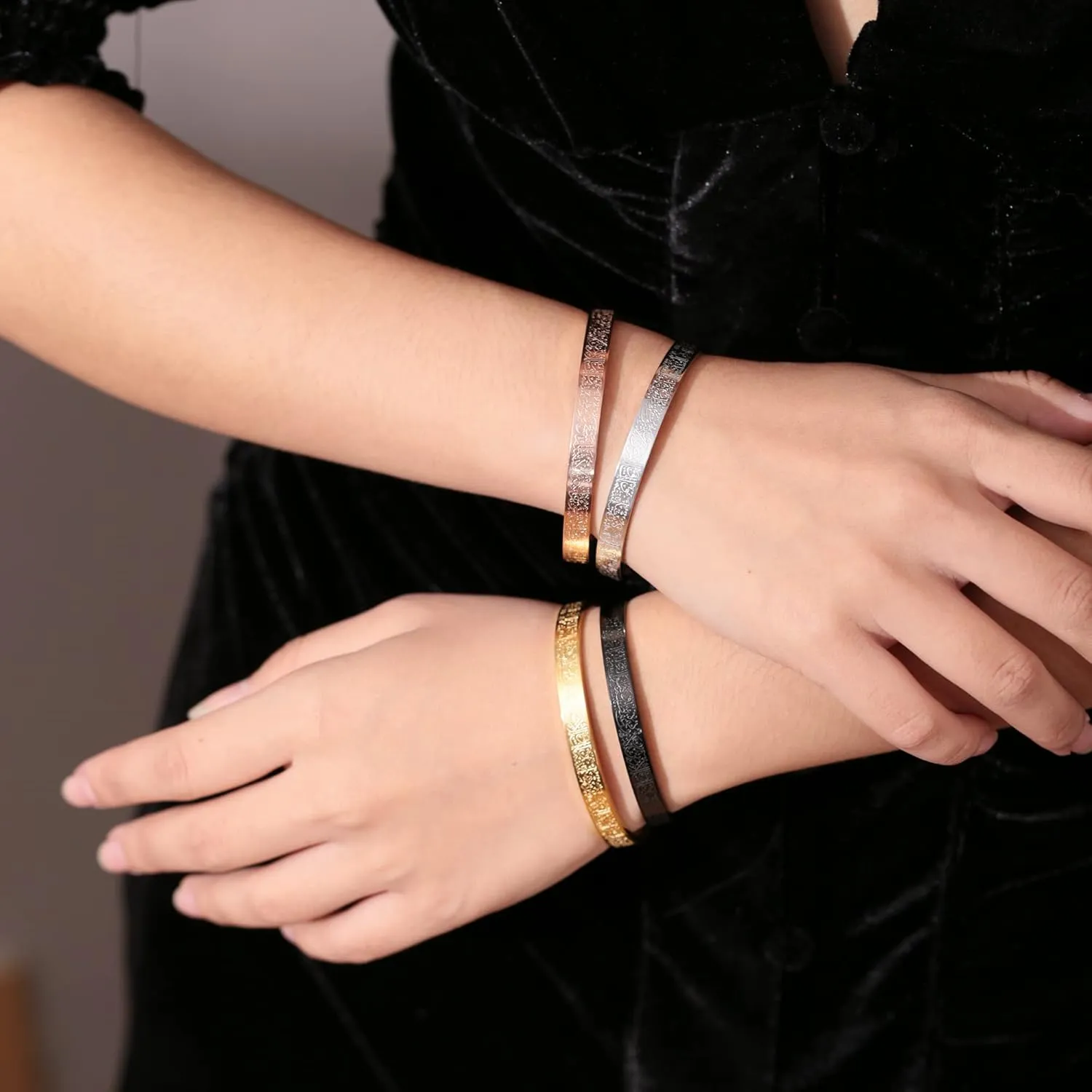 Islamic Jewelry Gifts for Women Allah Gold Bangles Bracelets Ayatul Kursi Arabic Cuff Bracelet for Women Men Islam Eid Ramadan New Year Gifts