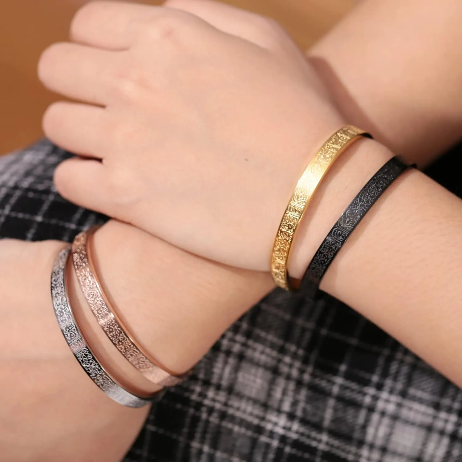 Islamic Jewelry Gifts for Women Allah Gold Bangles Bracelets Ayatul Kursi Arabic Cuff Bracelet for Women Men Islam Eid Ramadan New Year Gifts