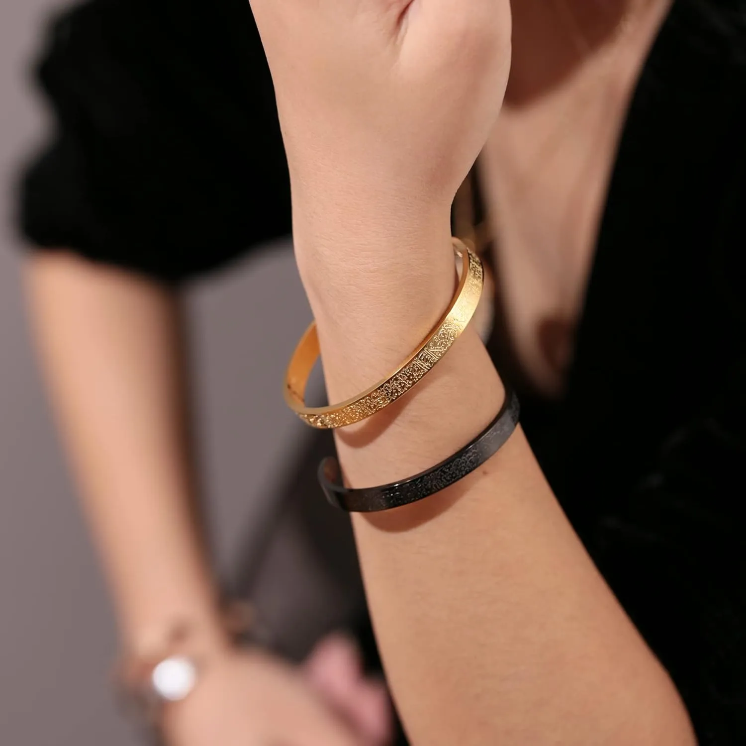 Islamic Jewelry Gifts for Women Allah Gold Bangles Bracelets Ayatul Kursi Arabic Cuff Bracelet for Women Men Islam Eid Ramadan New Year Gifts