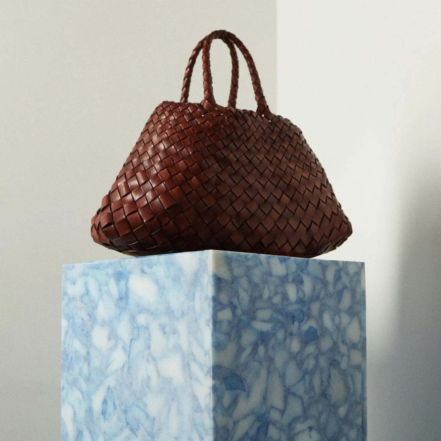 Italy Leather Woven Bag Hobo Trapezoidal Bag | New Style Summer Beach Bag Full Grain Leather Triple Jump Bamboo HandBag, Handcrafted Basket Bag