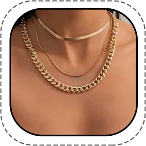 JAKAWIN Boho Layered Choker Necklace Gold Miami Chain Necklaces Dainty Layering Neck Jewelry for Women NK315