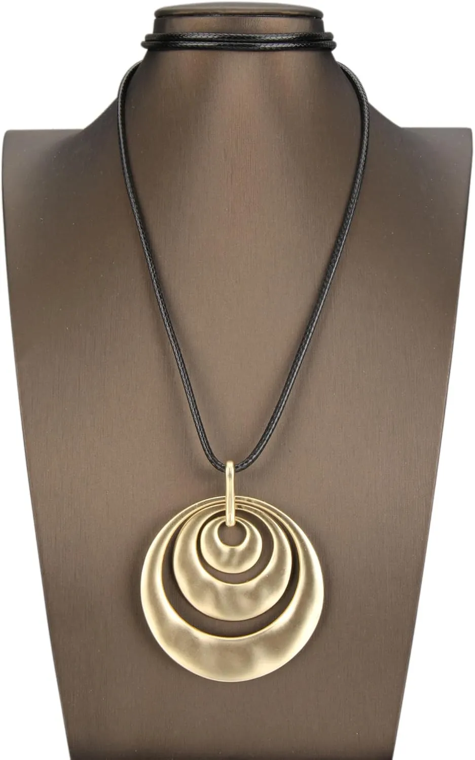 JAOYU Bohemian Necklaces for Women Leather Necklace Wood Pendant Choker Long Brown Necklace Chunky Circle Boho Hippie Jewelry