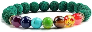 Jewelry Decoration, Natural Stone Tiger Eye 7 Chakra Bracelets & Bangles Yoga Balance Beads Prayer Elastic Bracelet Men Jewelry Decoration,