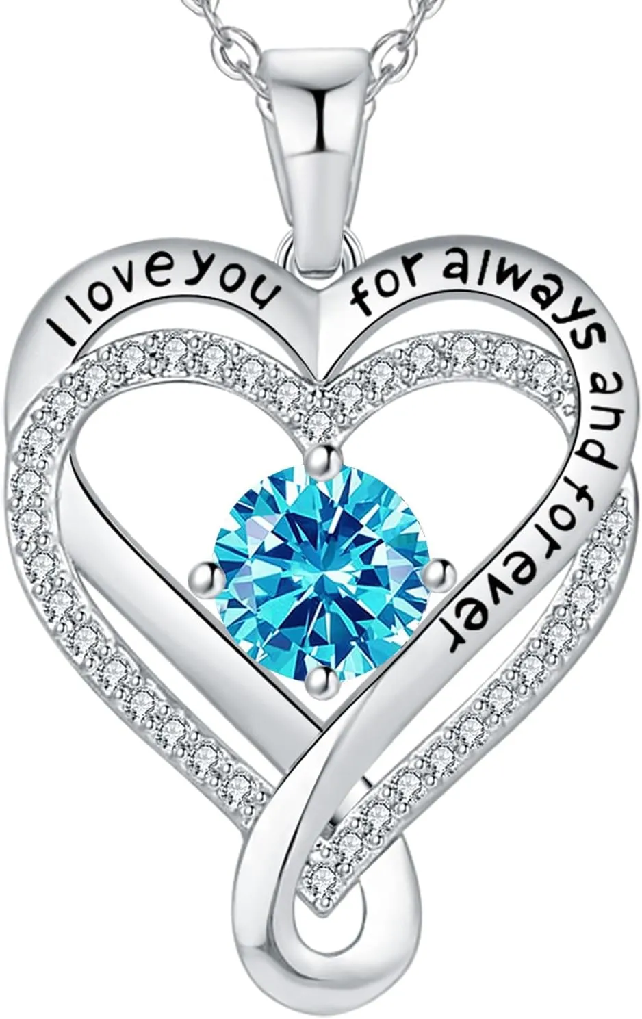 Jewelry for Women Wife Infinity Heart Birthstone I Love You Necklace S925 Anniversary Women Necklaces for Her Wife Birthday Gift Ideas, Birthday Present for Girlfriend Mom Daughter Sterling Silver
