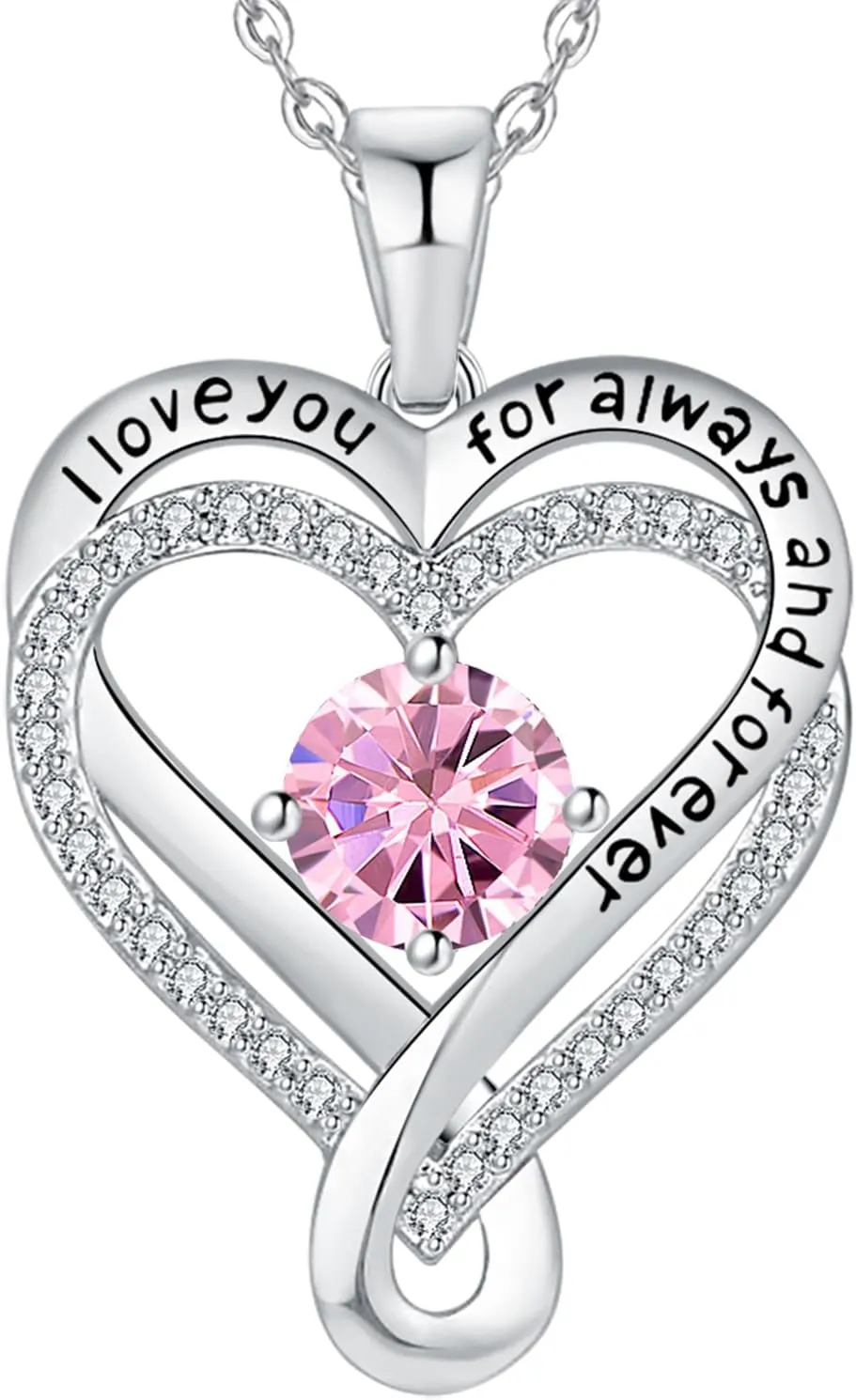 Jewelry for Women Wife Infinity Heart Birthstone I Love You Necklace S925 Anniversary Women Necklaces for Her Wife Birthday Gift Ideas, Birthday Present for Girlfriend Mom Daughter Sterling Silver