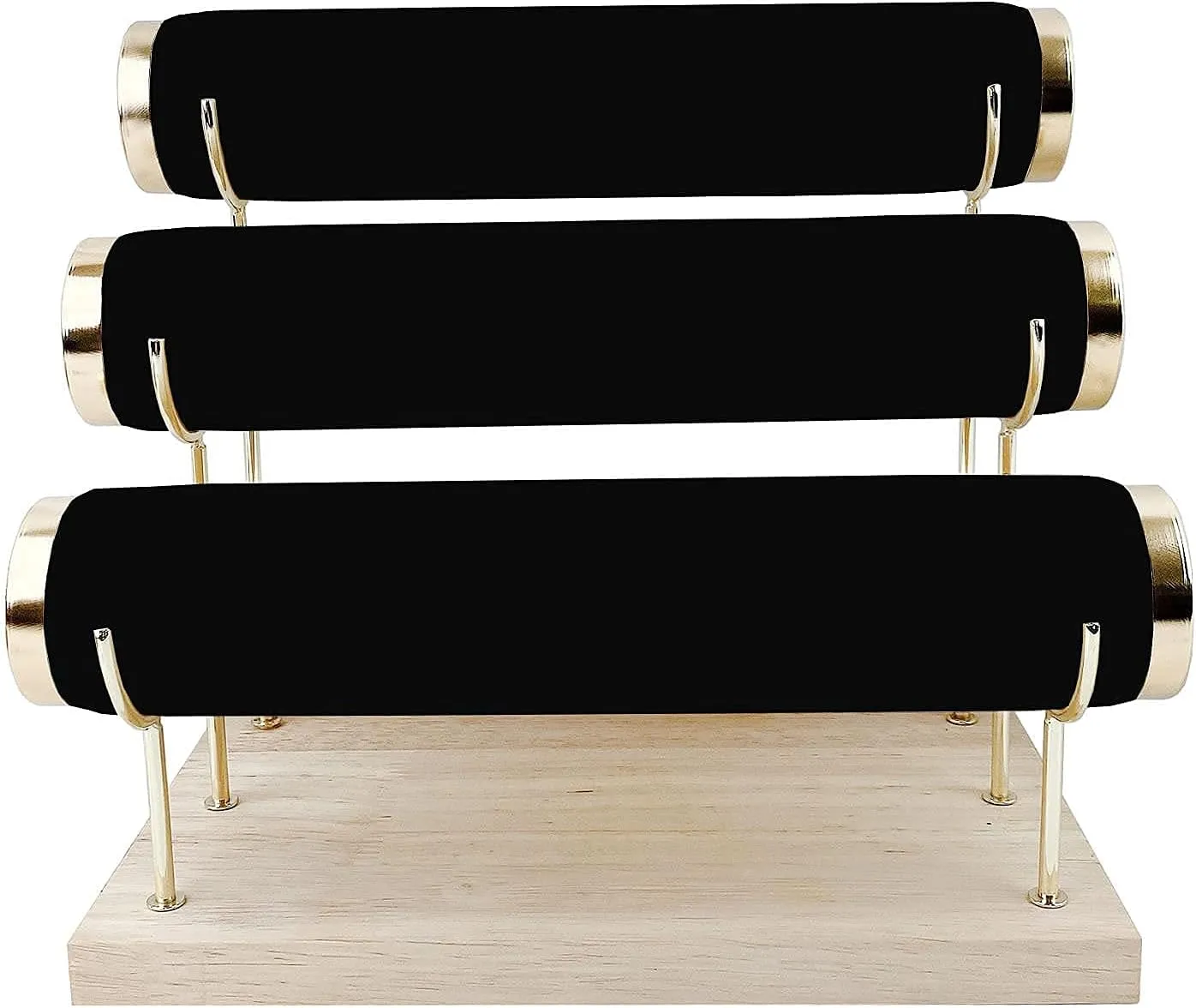 Jewelry Towers with Three Tier Racks, Detachable Black Velvet Gilt-edging Bracelet Display Stand