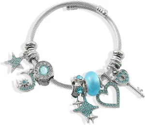 Kawaii Charm Bracelet for Girls, Adjustable Silver Stainless Steel Bracelet, Fashion Cartoon Bracelet Suitable Women Girls Holiday Gift