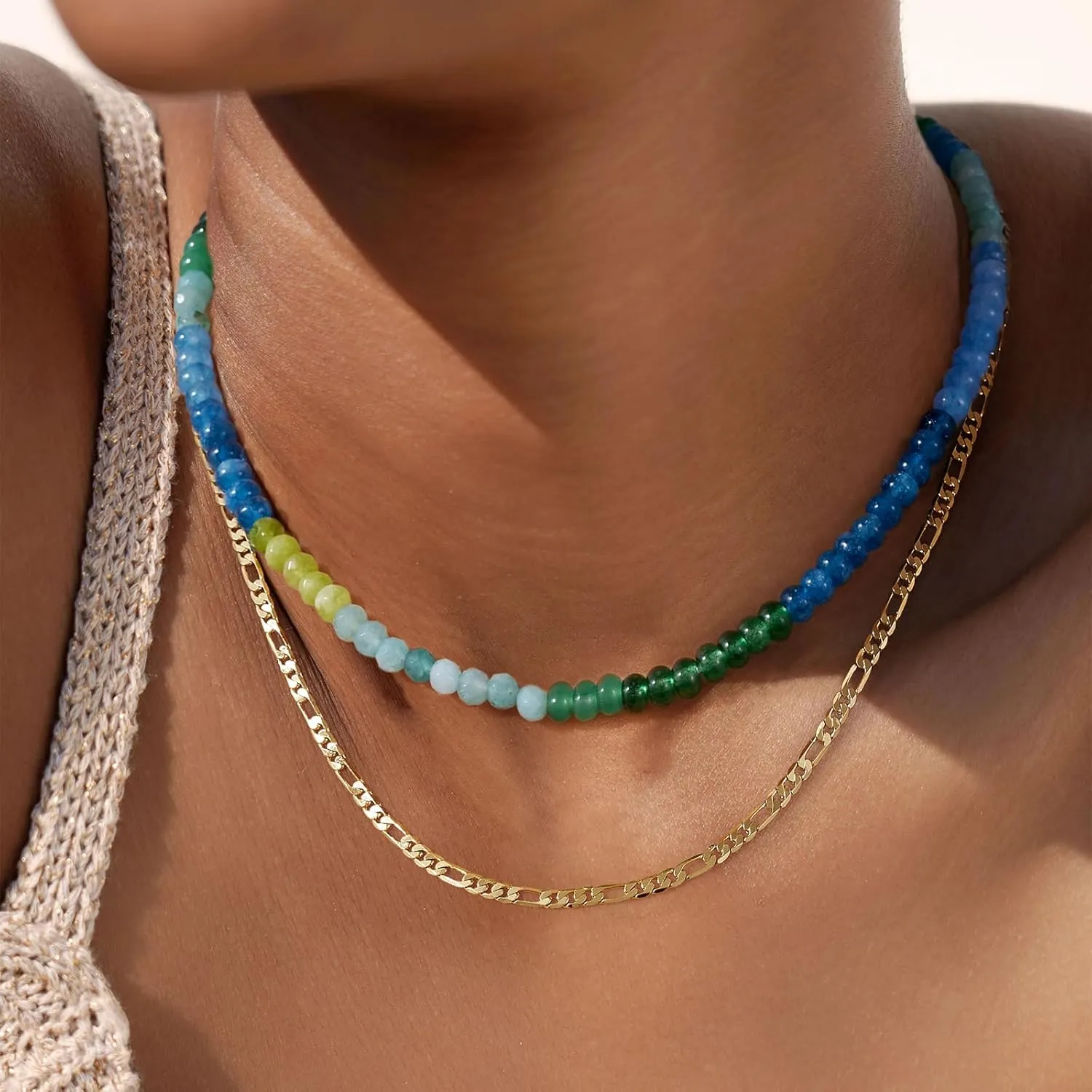 KELORIS PATH Beaded Necklaces for Women, Boho Colorful Natural Stone Bead Choker, Trendy Summer Handmade Jewelry Gifts