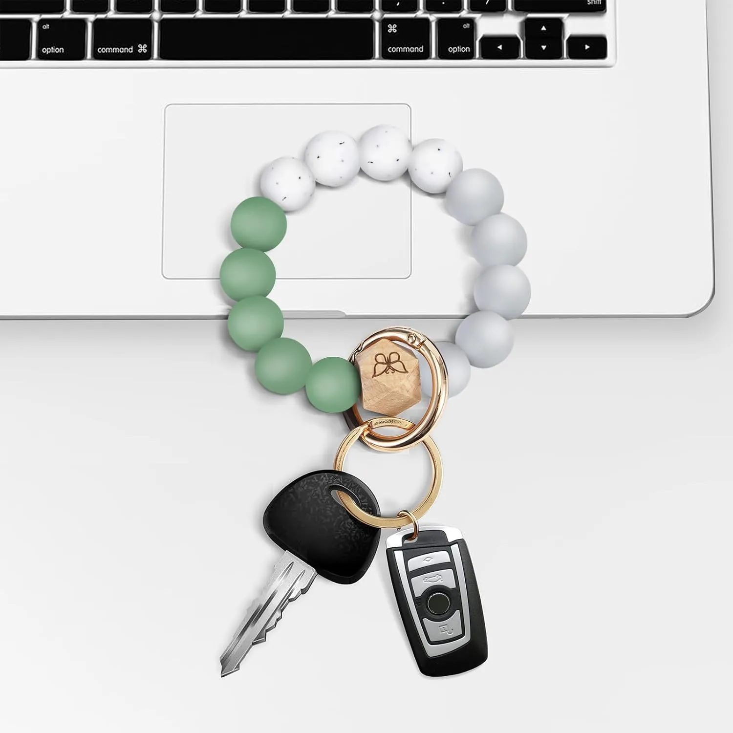 Keychain Bracelet Wristlet with Wallet Card Holder Pocket,Tassel Keychain Bangle Key Ring for Women
