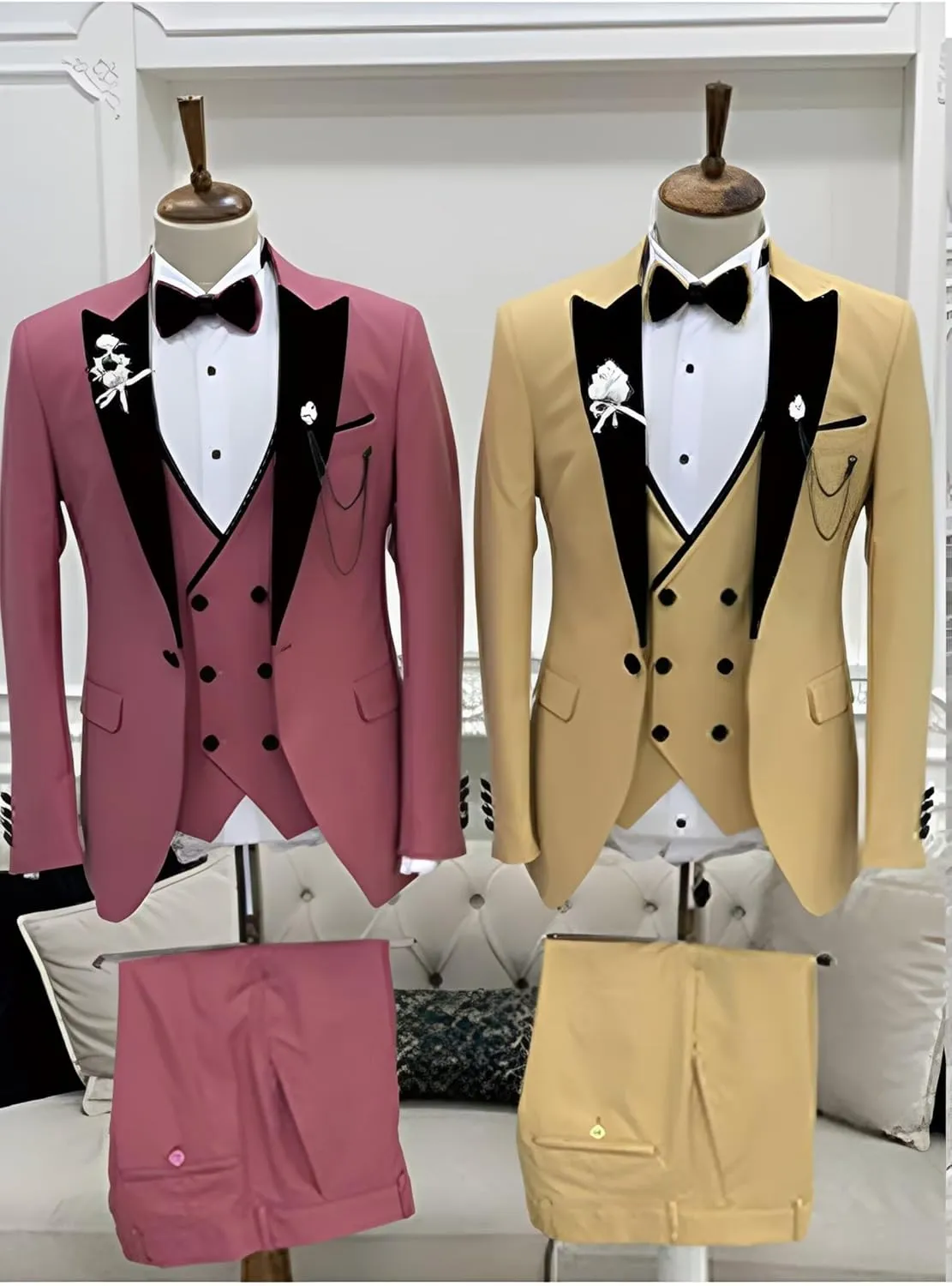 Kids Tuxedo Suit for Boys Slim Fit Wedding Outfit Boys Formal 5 Piece Suit Set