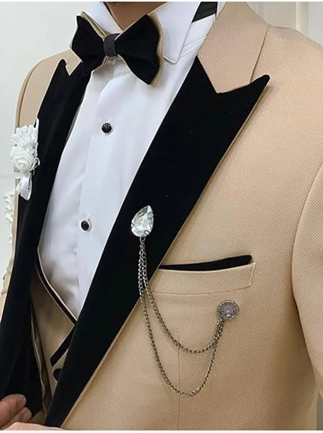 Kids Tuxedo Suit for Boys Slim Fit Wedding Outfit Boys Formal 5 Piece Suit Set