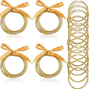 Kigeli 20 Pcs Glitter Jelly bangles Bracelets Set for Women, Glitter Filled Jelly Gold Buddha Bracelets for Summer Women Birthday, Mother's Day, Bridal Wedding Party