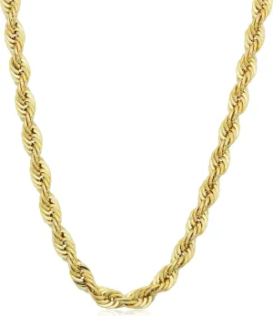 Kooljewelry 14k Yellow Gold Filled 4.2mm Rope Chain Necklace (16, 18, 20, 22, 24, 26, 30 or 36 inch)