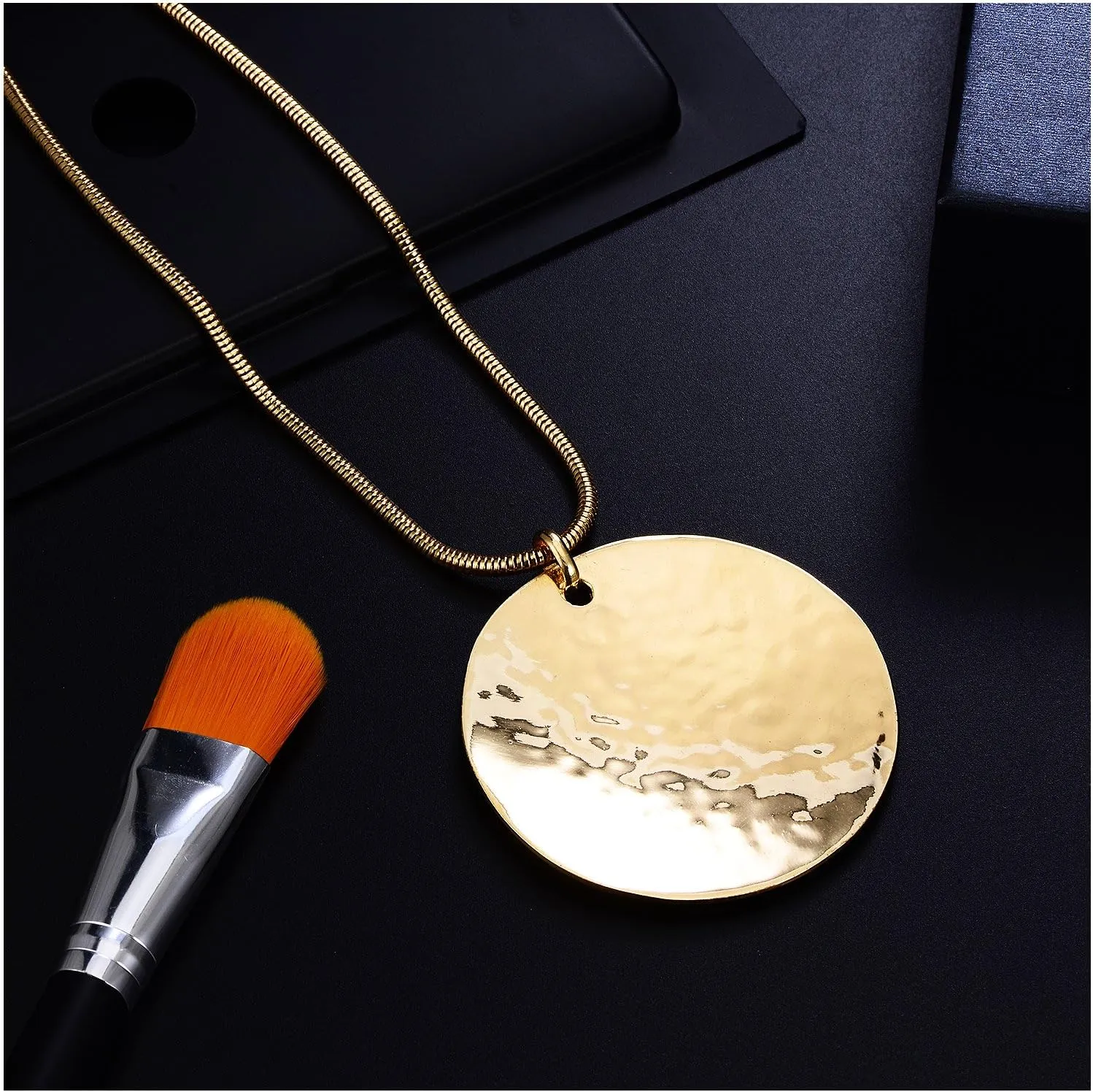 Large Pendant Necklace Silver Gold Chunky Chain Costume Bohemian Necklaces for Women with Gifts Box