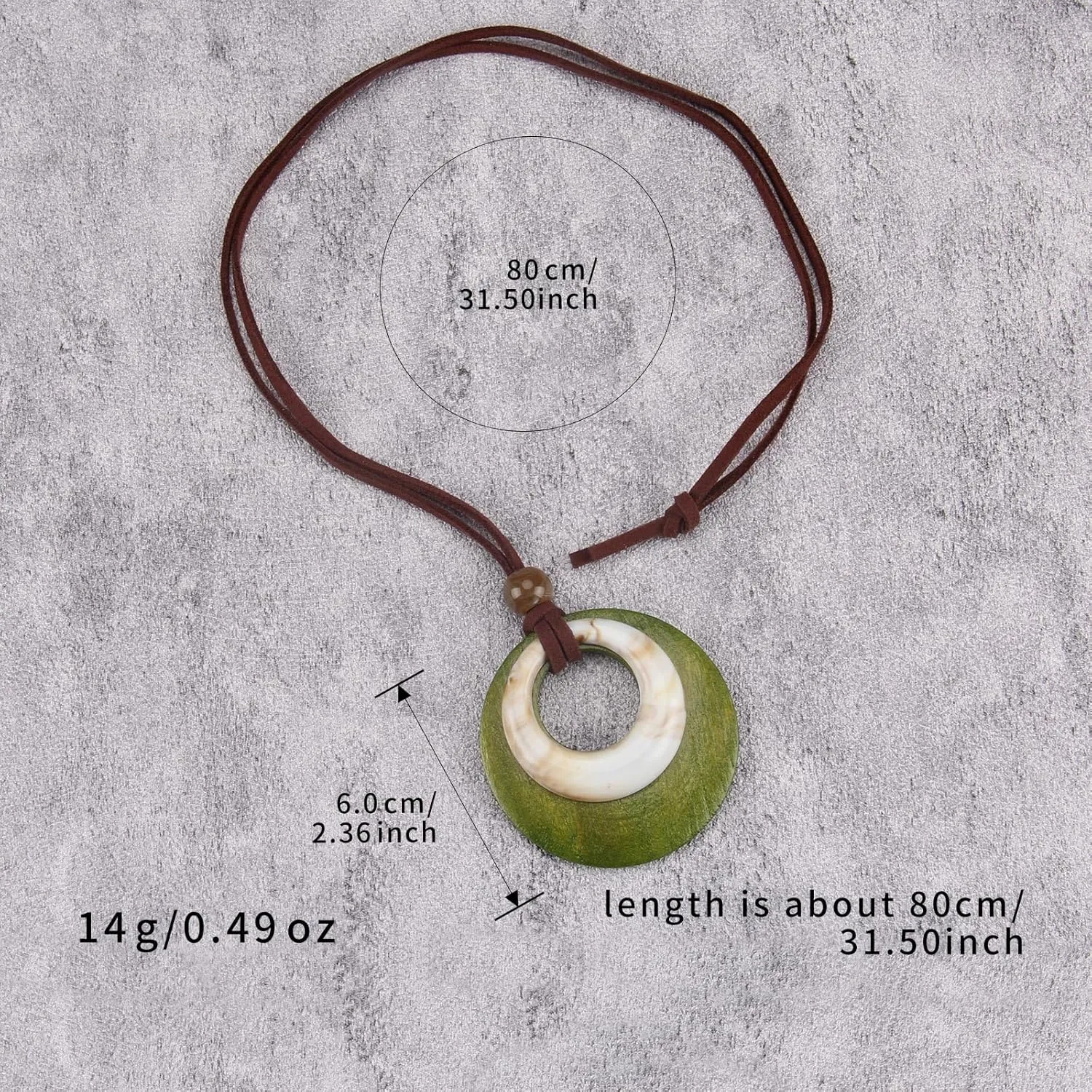 Large Pendant Necklaces Layered Boho Circle Leather Choker Chunky Boho Necklace for Women Long Sweater Necklace Jewelry