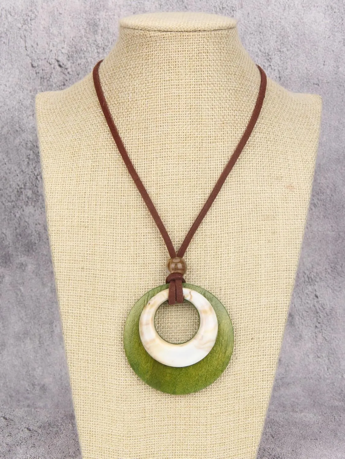 Large Pendant Necklaces Layered Boho Circle Leather Choker Chunky Boho Necklace for Women Long Sweater Necklace Jewelry