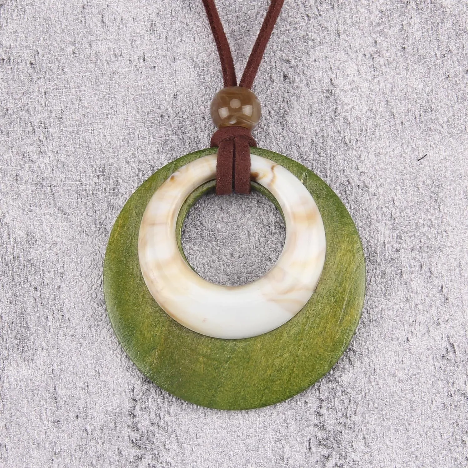 Large Pendant Necklaces Layered Boho Circle Leather Choker Chunky Boho Necklace for Women Long Sweater Necklace Jewelry