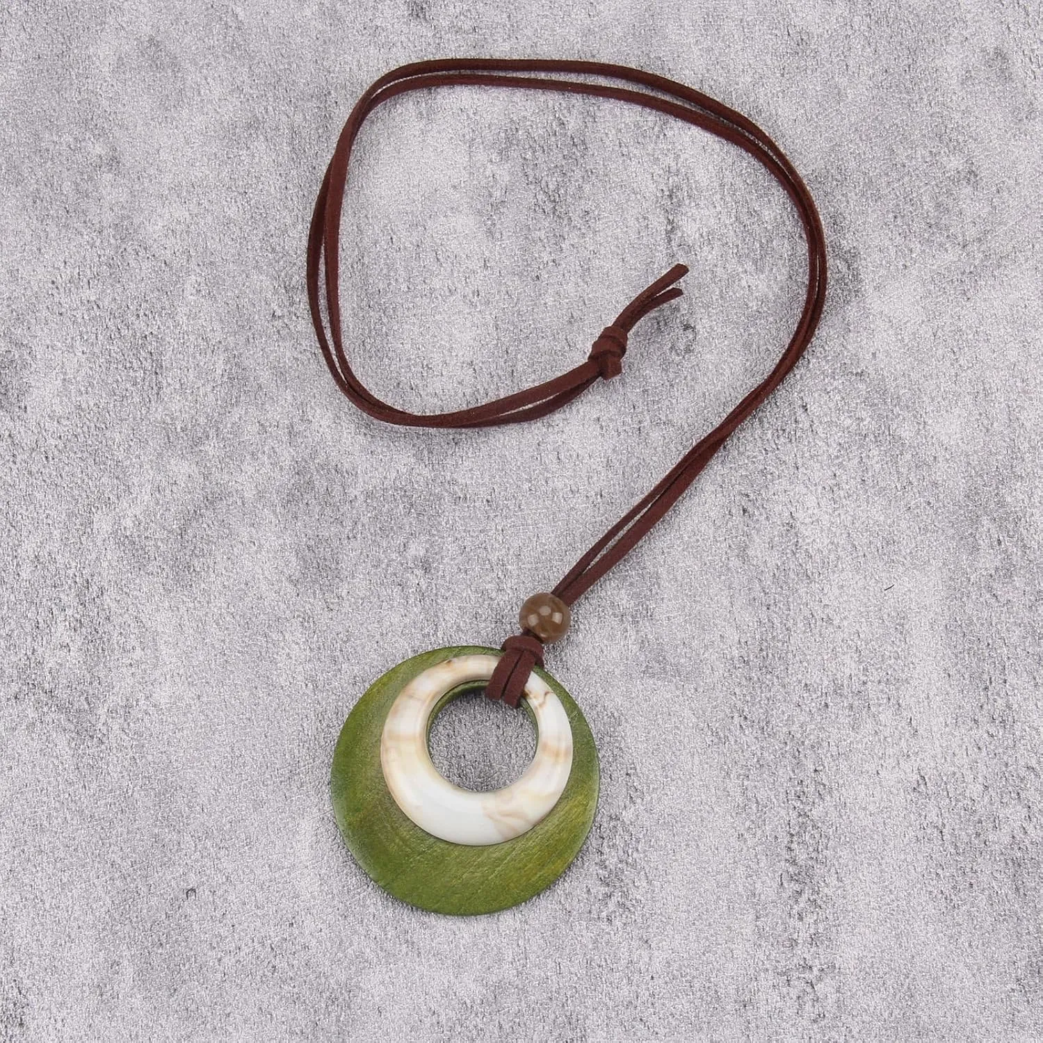 Large Pendant Necklaces Layered Boho Circle Leather Choker Chunky Boho Necklace for Women Long Sweater Necklace Jewelry