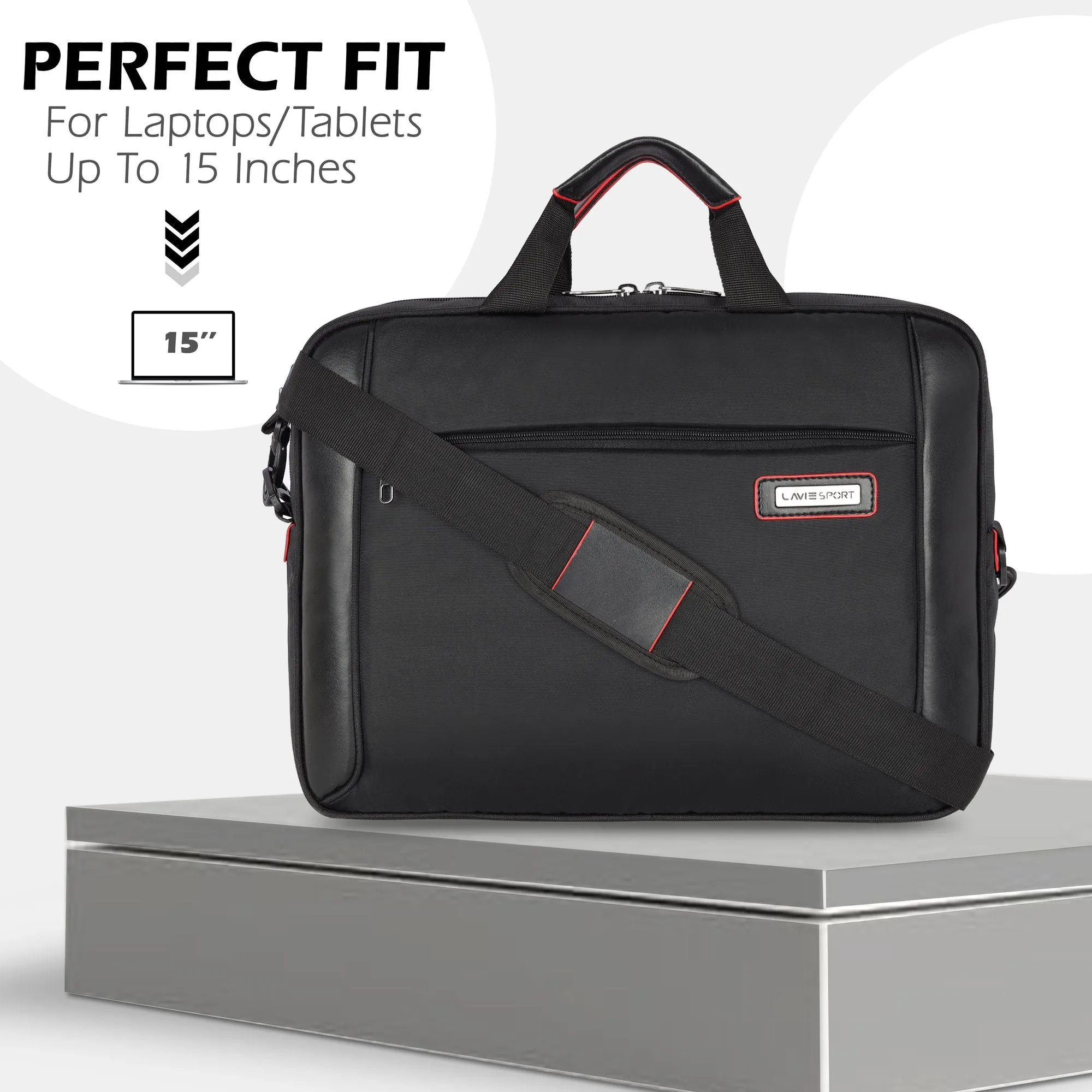 Lavie Sport 1.5 Compartment Business Pro Unisex Laptop Briefcase Bag Black