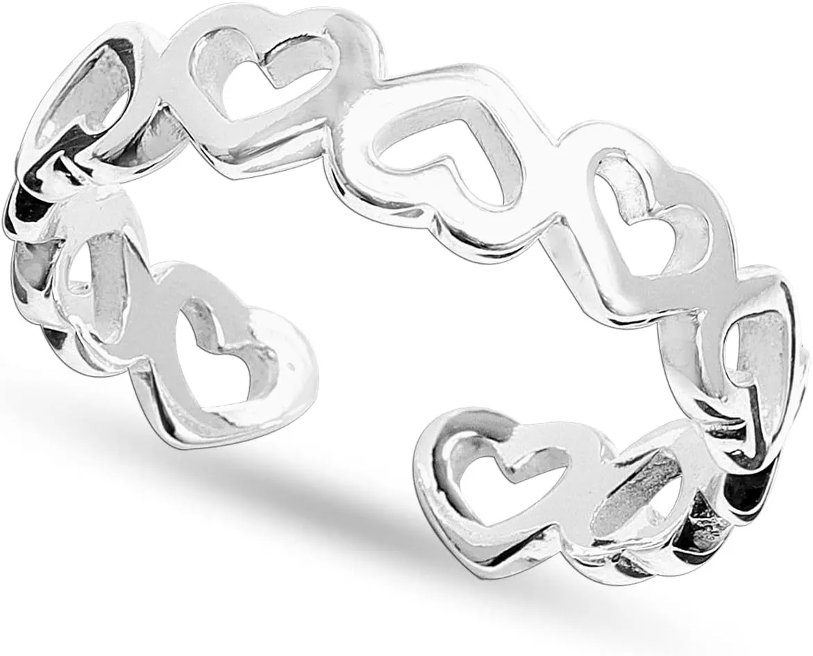 LeCalla 925 Sterling Silver Toe Rings for Women | Minimalist Classic Toe-Rings for Gifting Simple Open Adjustable Toe Band Ring for Women