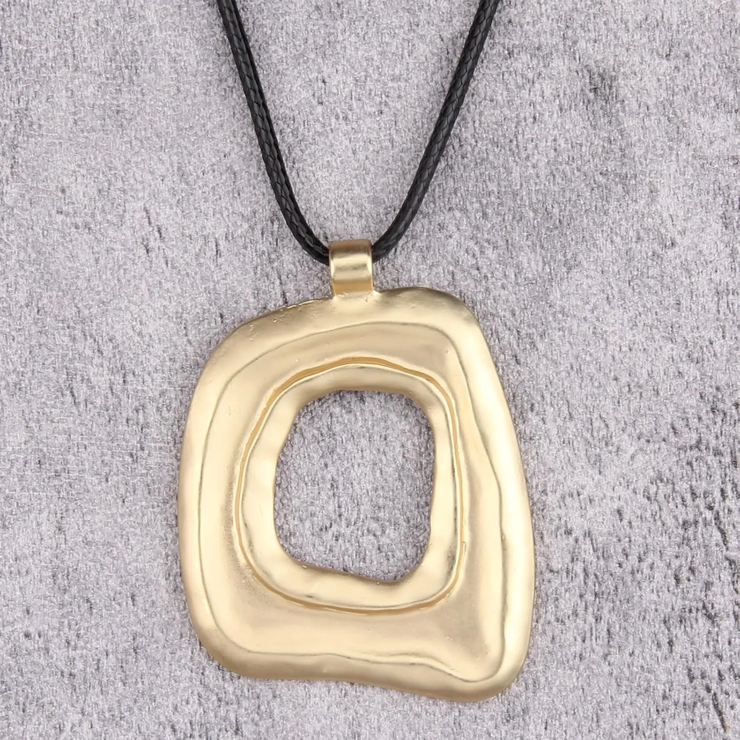 Long Boho Necklaces for Women Vintage Leather Wooden Pendant Y Choker Ethnic Style Gold Circle Hippie Sweater Necklace